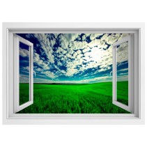 Vinilos ventanas 3d atardecer en el campo